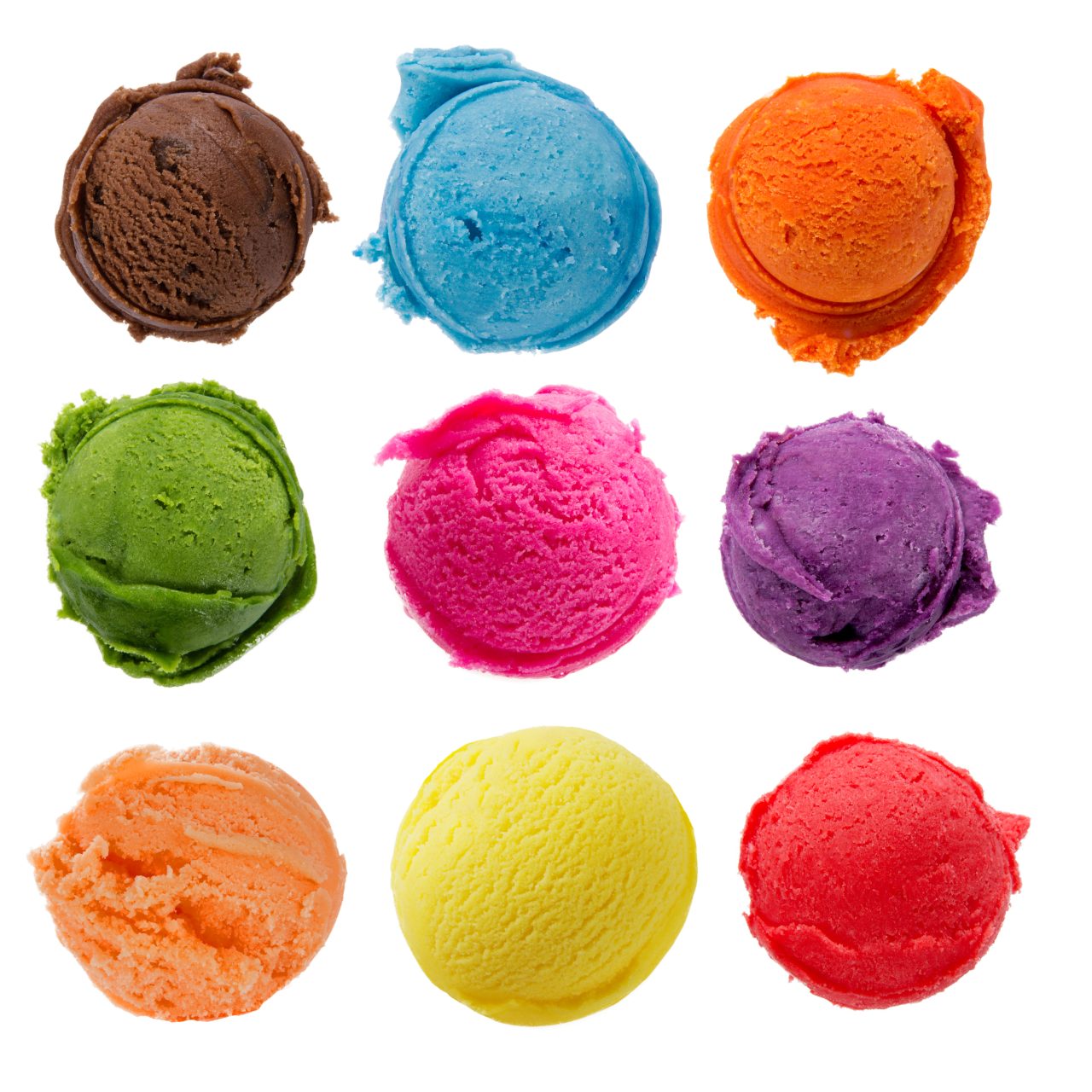 Ice,Cream,Scoops,Collection,On,White,Background
