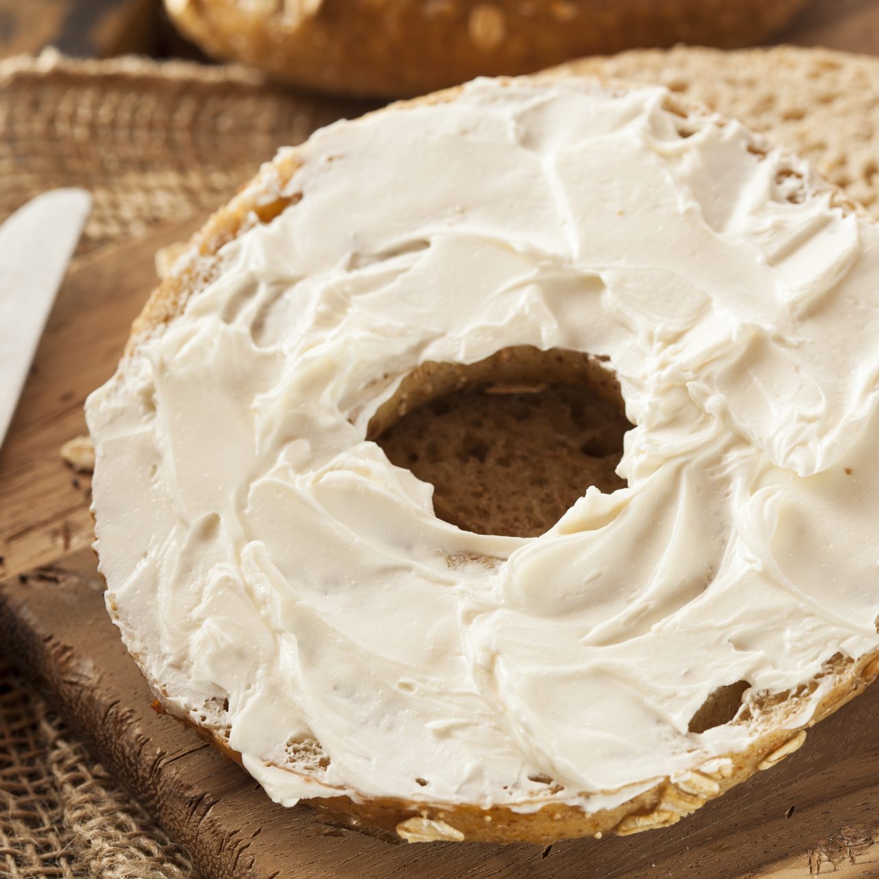 Healthy,Organic,Whole,Grain,Bagel,With,Cream,Cheese
