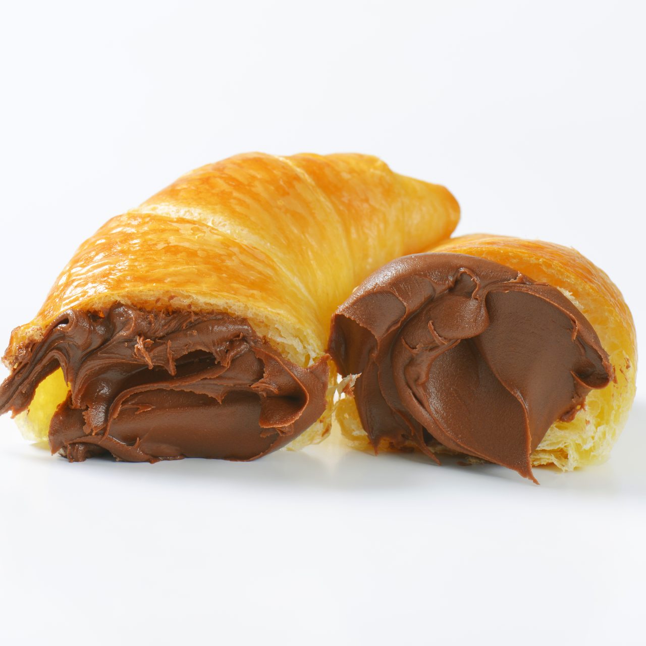 Croissants,With,Chocolate,Cream,On,White,Background